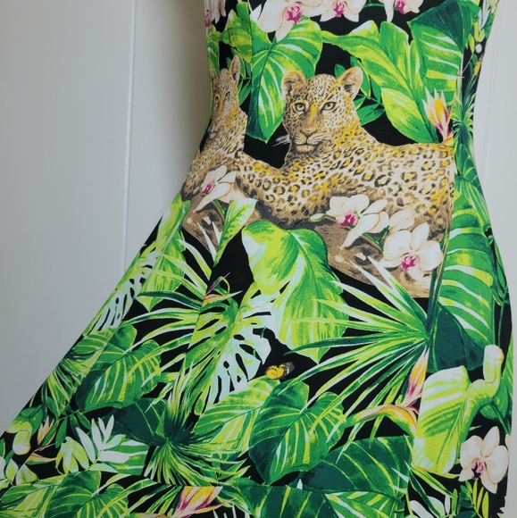 White House Black Market Safari Jungle Cat Maxi Dress Cheetah Lace Up Back 0 - Picture 9 of 16